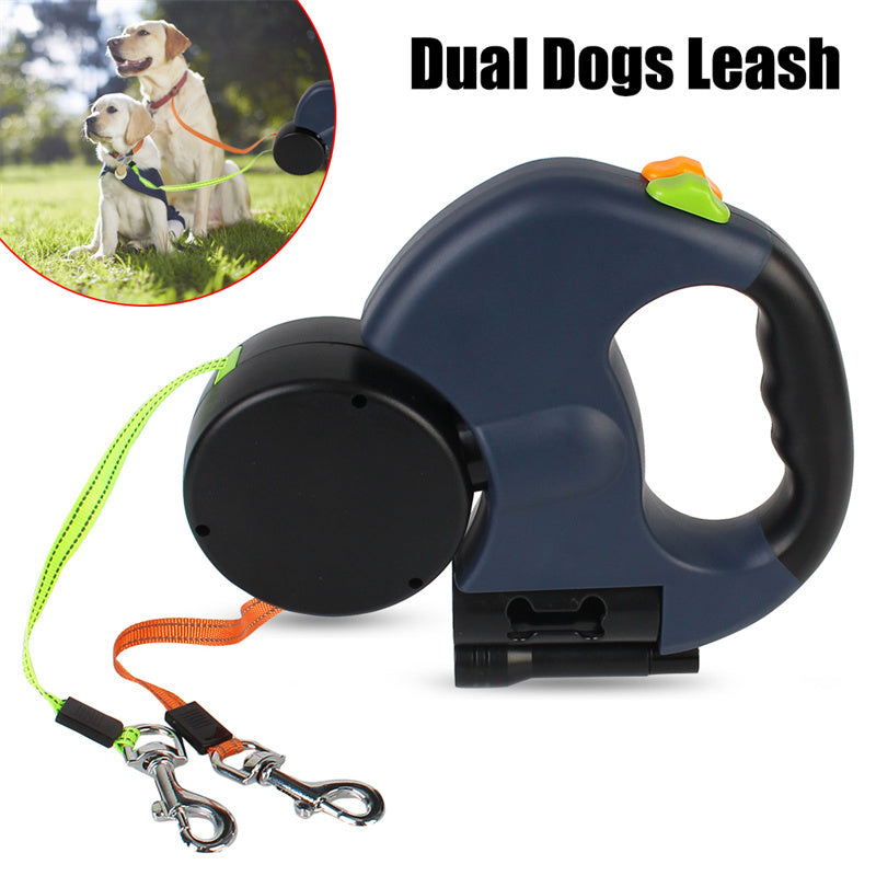 360° Rotating Double Dog Leash With Light