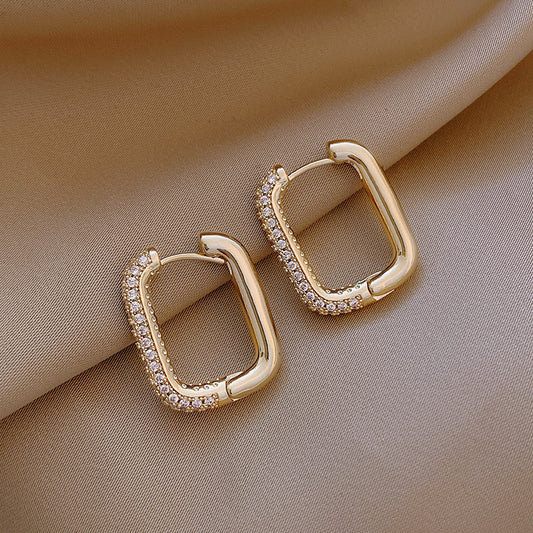 Geometric Square Zircon Earrings