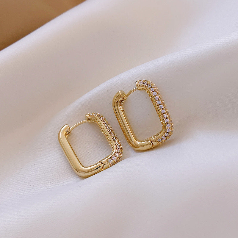 Geometric Square Zircon Earrings