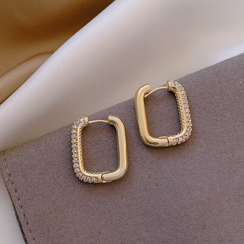 Geometric Square Zircon Earrings