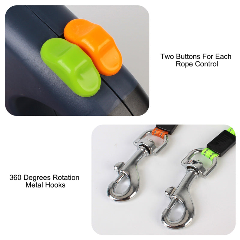 LED Light 360 Swivel Dual Pet Leash